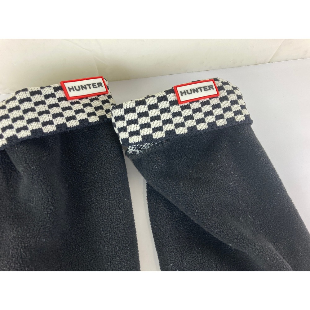 Hunter Boot Liners Women Medium Sz 5-7 Black Checkered Cuff Fleece Liners - Picture 4 of 5